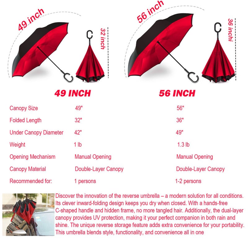 SIEPASA Spar. Saa Double Layer Inverted Umbrella with C-Shaped Handle, Anti-UV Waterproof Windproof Straight Umbrella for Car Rain Outdoor Use - Image 3